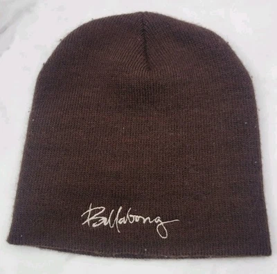 Винтажная зимняя шапка-бини Billabong с черепом коричневая теплая  - Изображение 1 из 4