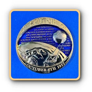 Geocoin Sputnik Satellite 50 Year Commemorative Polished Gold Unactivated - Picture 1 of 2