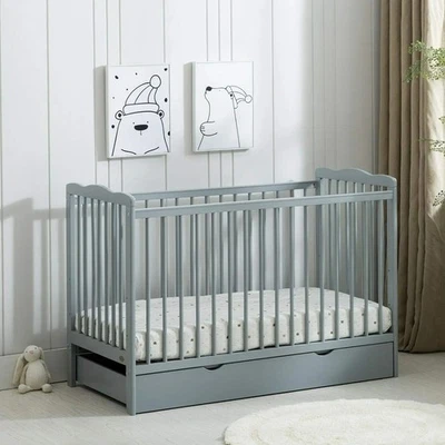 Wooden Baby Cot Bed & Drawer & Aloe Vera Mattress (Orlando Drawer) - Image 1 of 4