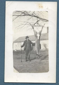 121 1913 RPPC Foto Postkarte Hirschjäger EE Baker & großer Bock Winchester NH - Bild 1 von 4