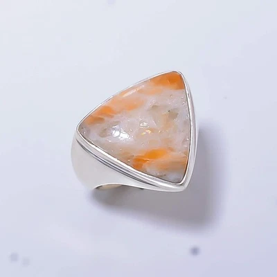Yellow Calcite - Peru Gemstone 925 Sterling Silver Handmade Ring s.8.5 A367 - Image 1 of 4
