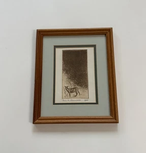 Ciervo cola blanca grabado Ace Powell Asa Lynn firmado 7/50 vintage Montana Western - Imagen 1 de 10