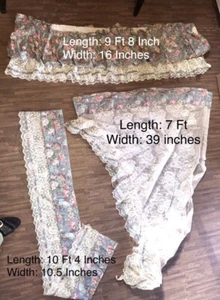 SET OF 4 Vintage Antique Style Tapestry Curtain Valances with Fringe Blue Floral - Picture 1 of 24