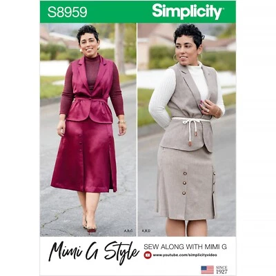 SIMPLICITY 8959 MISSES SKIRT VEST TOP Sewing Pattern Sizes 10-16 Skill: AVERAGE - Image 1 of 4