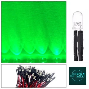 20pcs Prewired 5mm GREEN LED DC 12V 20mA 5mm Clear Round Light Emitting Diode - Picture 1 of 3