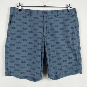 Eddie Bauer Mens 38 Chino Shorts Blue Southwest Print Legend Wash 100% Cotton - Picture 1 of 6