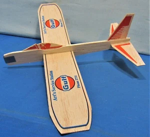 Gulf Gas Station Promo ~ 2 Balsa Wood Glider Airplanes ~ Arts Service Station - Picture 1 of 8
