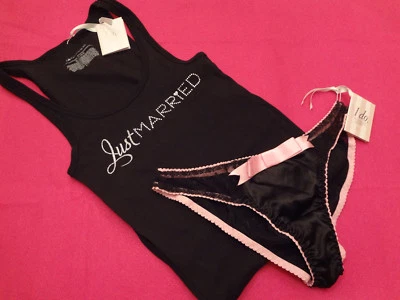 Conjunto de camiseta sin mangas Victoria's Secret para novia con panty bling conjunto pequeño nuevo con etiquetas - BR3 Foto 1 de 2