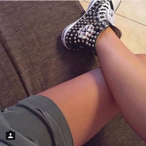 Converse Nere alte personalizzate a mano con borchie argento full Clean Stelle - Picture 1 of 4