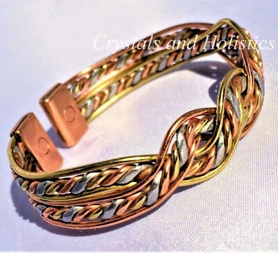 CLASSIC COPPER BRACELETS MAGNETIC Solid 3 COLOUR COPPER AZTEC TWIST Bracelet Arthritis M17 + Gift Options