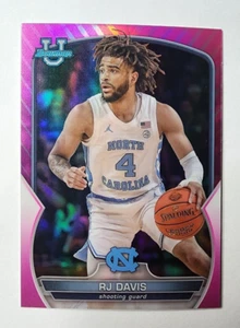 2022-23 Bowman Chrome University RJ DAVIS #10 Pink Refractor ~ North Carolina 🏀 - Picture 1 of 6