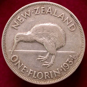 Florín Nueva Zelanda 1934 - Plata 0.500 - Rey Jorge V - KM4 (L0207) - Imagen 1 de 2