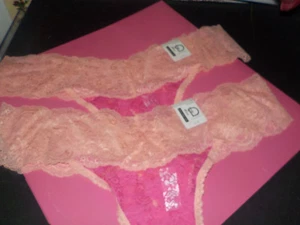 2x Peach/Pink Lace Plus Sz Thong Sz 1X from Belk's New/Tags Reg. Pr. $12 ea - Picture 1 of 2