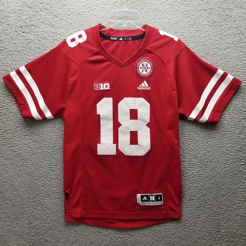 Nebraska Cornhuskers Mens Jersey Small Red White Football Adidas Big 10 NCAA Cover