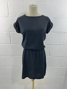 VTG Tshirt Dress Mini Drawstring Waist Tie Black Grunge 80s 90s Polka Dot Soft - Picture 1 of 7