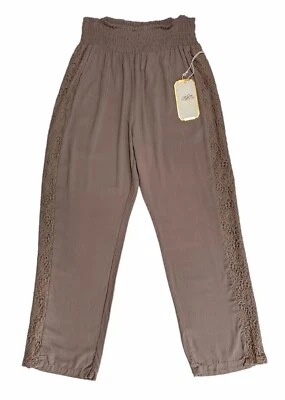 One 5 One Pants Wide Leg High Rise Pull On Crochet Brown Womens 30x30 Size XL - Image 1 of 4