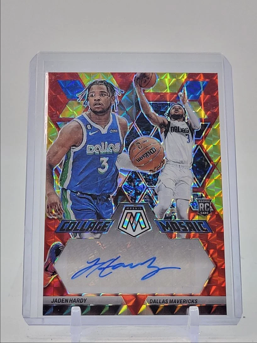 JADEN HARDY 2022-23 MOSAIC COLLAGE ROOKIE RED YELLOW CHOICE RC AUTO Q0487