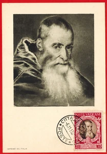 1950-Vatikan-Maximumkarte-Souverän Paul III. Farnese-Konzil von Trient-Ref.C.96b - Bild 1 von 2