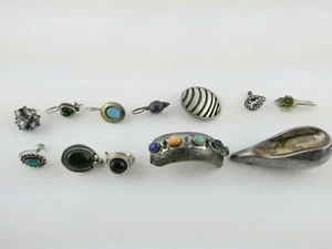 Grupo de 12 pendientes surtidos ÚNICOS de plata de ley y piedras preciosas LOTE ARTESANAL - Imagen 1 de 19