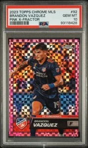 2023 Topps Chrome MLS Brandon Vazquez Pink X-Fractor PSA 10 GEM #92 - Picture 1 of 2