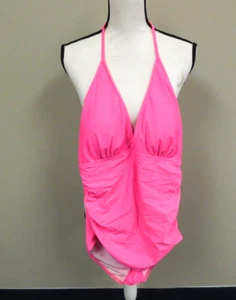 Holipick One Piece Swimsuit Halter V-Neck Tummy Control Ruched Side Large - Picture 1 of 3