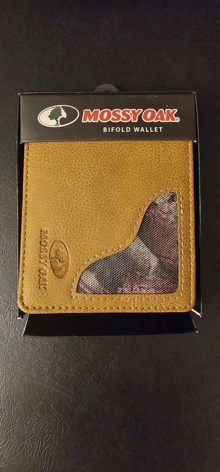 Cartera plegable Mossy Oak marrón tostado imitación cuero parche camuflaje nueva Foto 1 de 3