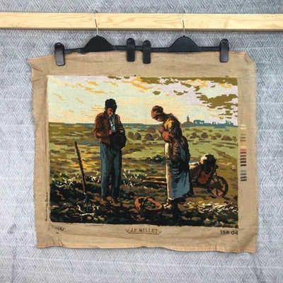 Vintage Royal Paris 15804 Tapisserie L’Angélus J.F. Millet 60x47cm Laine France - Photo 1/4