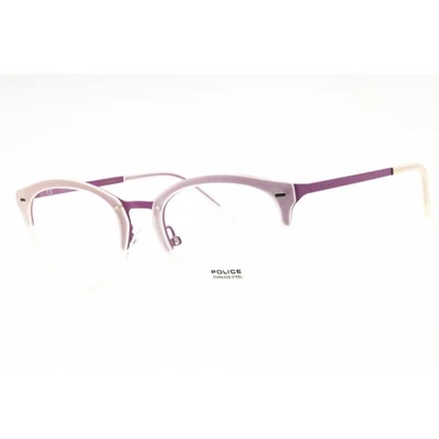 Police Women's Eyeglasses Shiny Lilac Metal Full Rim Round Frame VPL283 08NV - Image 1 of 2