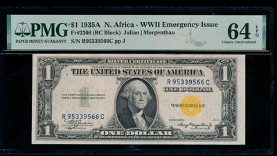 AC $1 1935A North Africa R-C block PMG 64 EPQ Fr 2306 - Image 1 of 2
