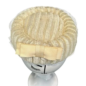 Vintage Women’s 1950s Cream Round Netted Pillbox Hat Lady Bess Paris New York - Picture 1 of 8