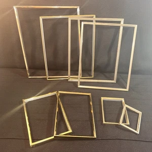 8 Vintage Bilderrahmen verziert Gold Metall Messing filigran geprägt - Bild 1 von 19