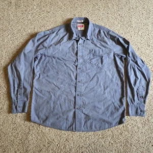 Wrangler Shirt Mens Large Blue Vintage Wash Long Sleeve Button Up Western Work - Picture 1 of 8