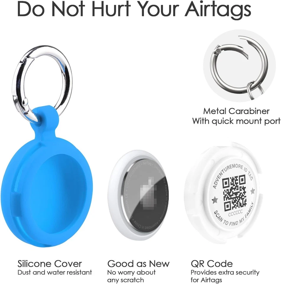 Paquete de 4 soportes para etiquetas con estuche inteligente de identificación de mascotas con código QR, impermeable, a prueba de polvo, anti-L Foto 1 de 4