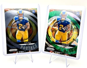 Blake Corum (RC) 2024 Prizm Rookie Portals Green Prizm x Base #8 LA Rams Rookie - Photo 1/5