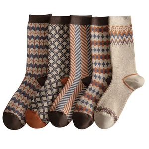 5 pares de calcetines acogedores de algodón con patrones exquisitos para mujer 22-28 cm - Imagen 1 de 9