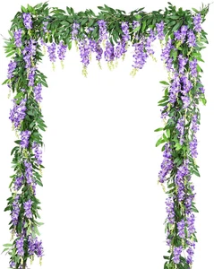 2Pcs 6Ft Artificial Purple Wisteria Garland Hanging Vine for Wedding Home Decor - Picture 1 of 11