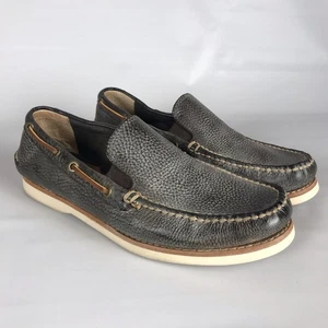 FRYE Sully Venetian Boat Shoes Slip-On Loafer - Mens Sz 9.5 - Steel Gray Leather - Picture 1 of 10