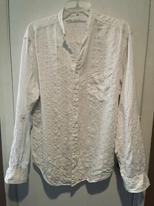 Caribean Size M White Button Up Shirt Linen Blend Shirt Beach Vacation Cruise - Picture 1 of 8