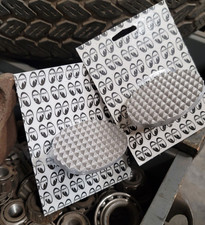 PAIR Aluminum MOON PEDAL PAD Brake Clutch Drag Racing old HOT ROD vtg style nhra