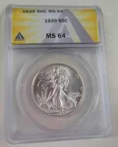 1939-P Walking Liberty Half Dollar ANACS MS 64 FREE US SHIPPING!!! - Picture 1 of 2