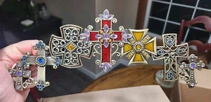 Pewter Cross Votive Candle Holder by Spoontiques, Circa 1980s Bling Country - Picture 1 of 3