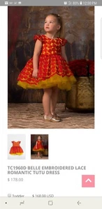 $198 Beuty and the beast Disney BELLE EMBROIDERED LACE ROMANTIC TUTU DRESS - Picture 1 of 2