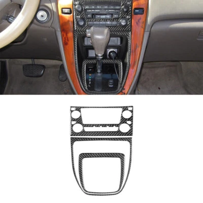 Cubierta de panel de interruptor de CA de radio de consola de fibra de carbono 3 piezas para Lexus RX300 1998-2003  Foto 1 de 4