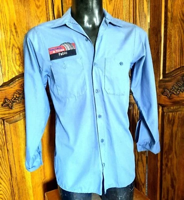 Vintage Uniform Mens Button Up Long Sleeve Shirt S Service & Tires Mechanic's Un - Image 1 of 4