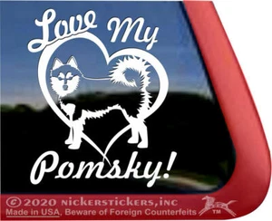 Calcomanía Love My Pomsky | Mezcla Husky Pom De Alto Rendimiento para Ventana para Perro - Imagen 1 de 3