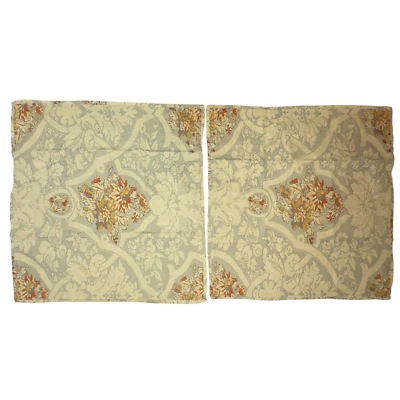Pottery Barn 2 fundas de almohada estándar beige gris floral mezcla de lino tradición Foto 1 de 4