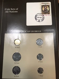 1993 Republic of Georgia 6 Coin Set-Tetri 50-20-10-5-2-1-In Folder/Safe-20 Years - Picture 1 of 2