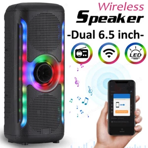 Dual 6.5" Portable Bluetooth Speaker Sub woofer Heavy Bass Sound System Party US - Photo 1 sur 20