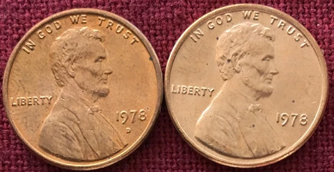 1978 P D Lincoln Memorial Cent BU 2 Coin Penny Set Cover