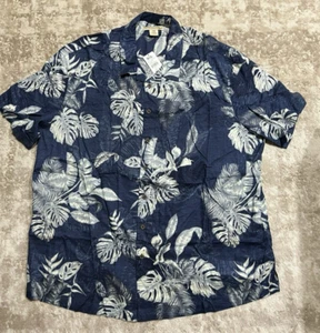 DXL Island Passport Men's 2XL Tropical Short Sleeve Button Down Navy Blue NWT - Picture 1 of 3